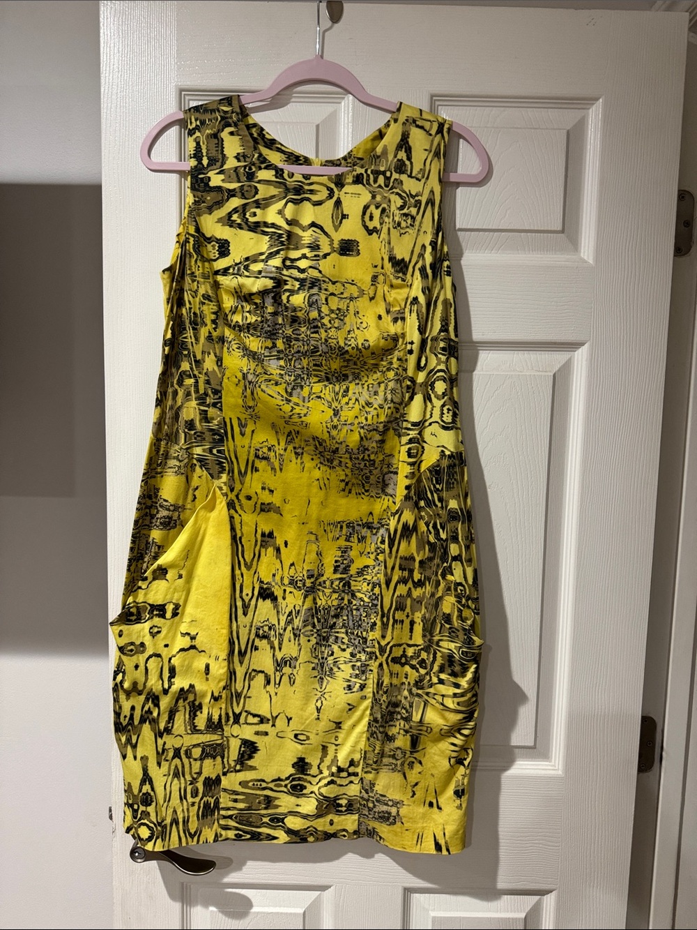 D.exterior Yellow Abstract Print Sleeveless Shift Dress size 48